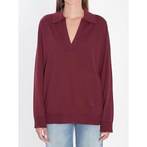 GUCCI Monogram Knit Polo Sweater Women RED T-Shirts & Tops